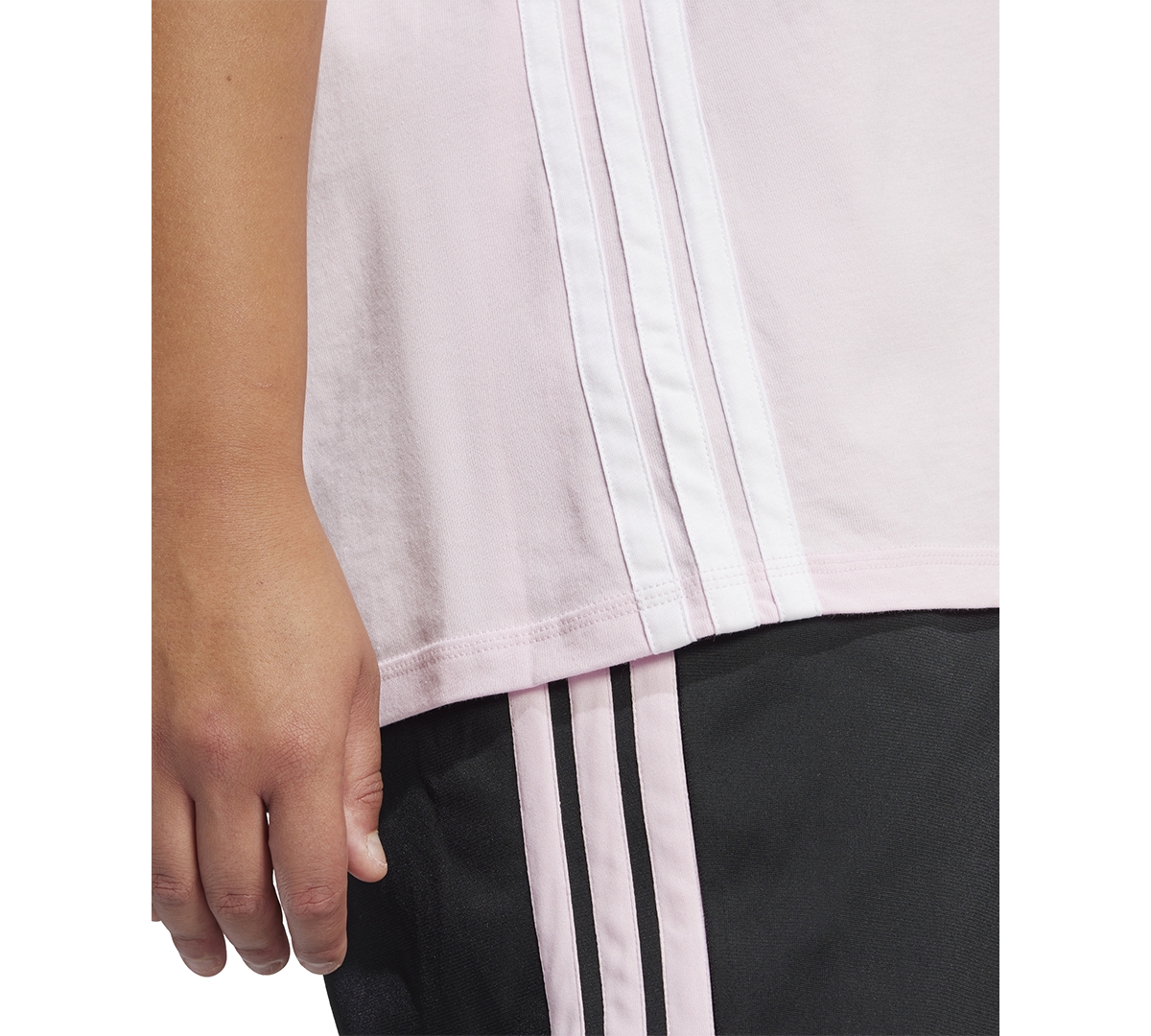 Adidas Originals Plus Size Essentials Cotton Crewneck Short-sleeve Logo T-shirt In Pink