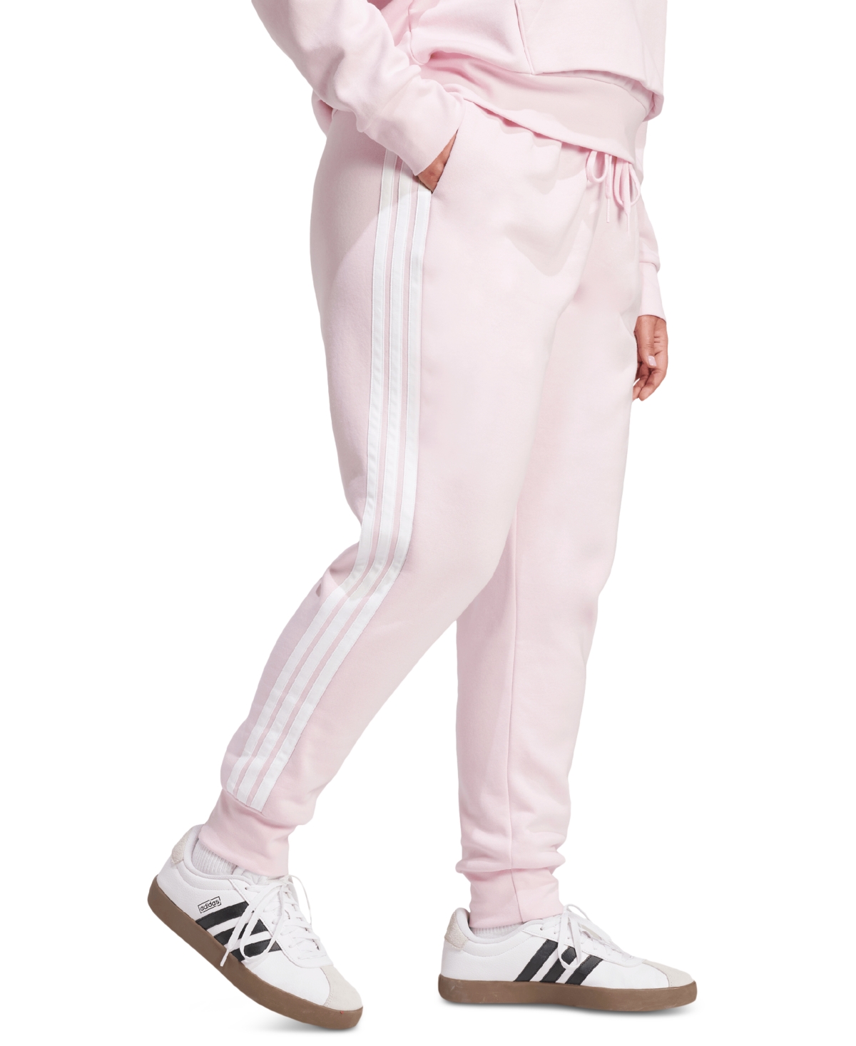Adidas Originals Plus Size Essentials 3-stripes Fleece Slim Pants In Pink