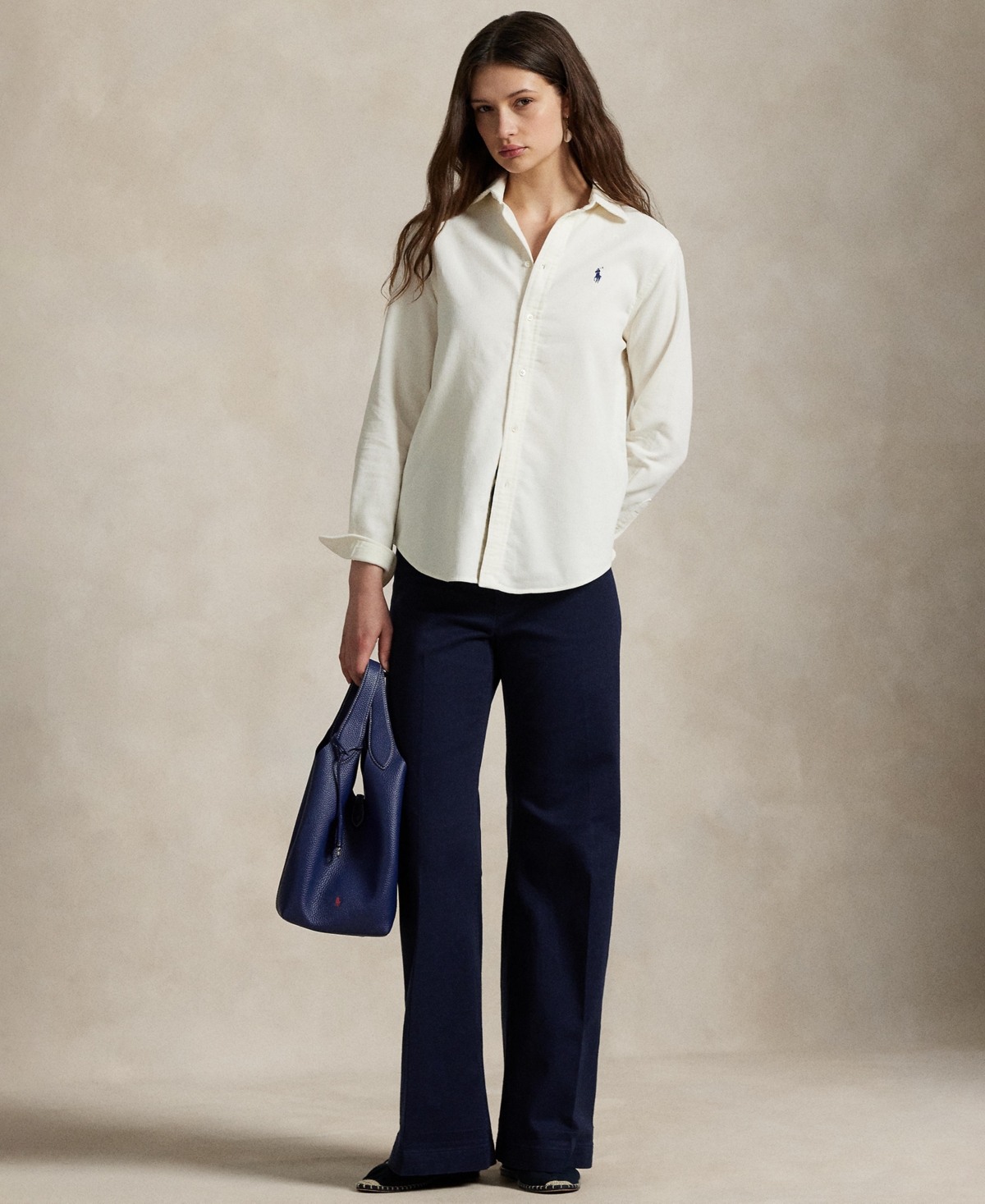 Polo Ralph Lauren Classic Fit Cotton Corduroy Button-up Shirt In White
