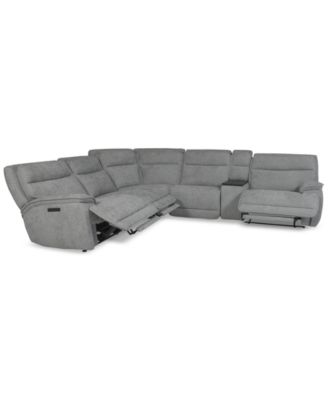 Ozryn 6-Pc. Fabric Sectional with Console and 3 Power Motion Chairs, Exclusively at Macy's
