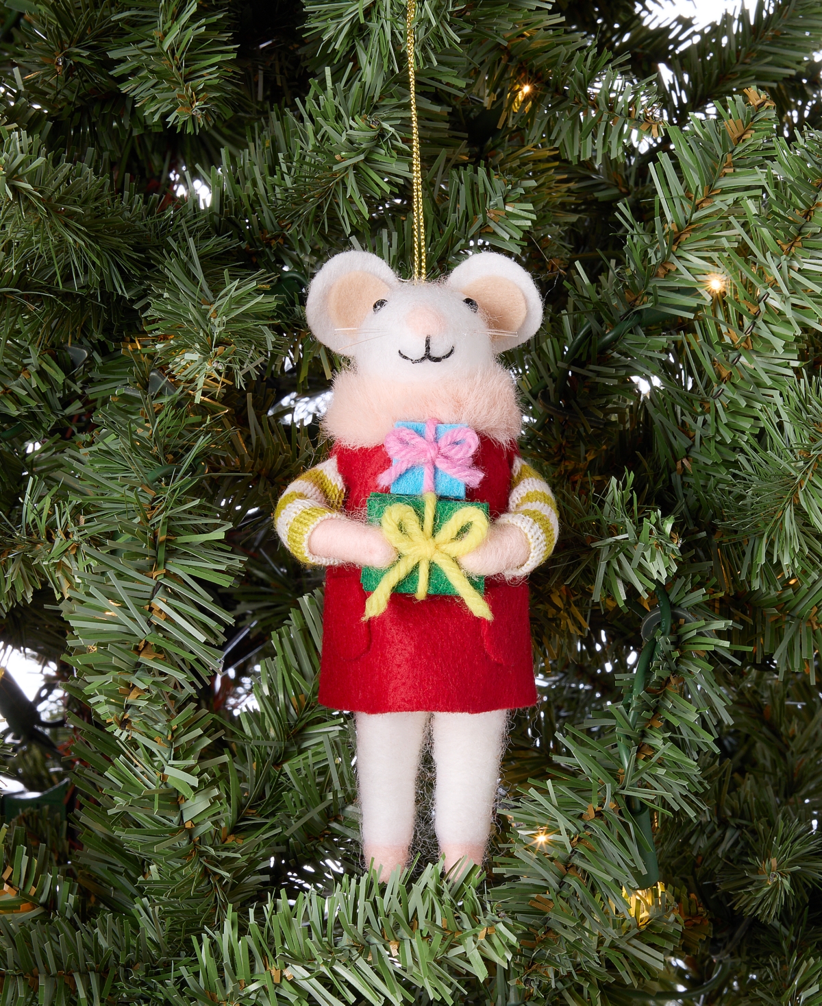 Holiday Lane Tiny Tidings Felted Mouse With Gift Ornament, Macy's Exclusive In Multi