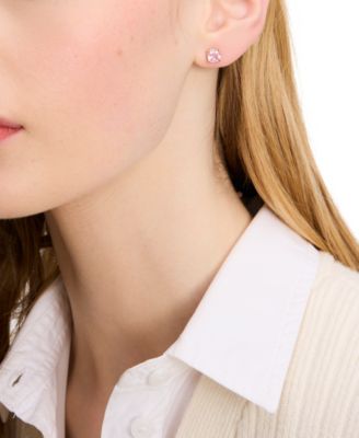 Color Cubic Zirconia Square Stud Earrings