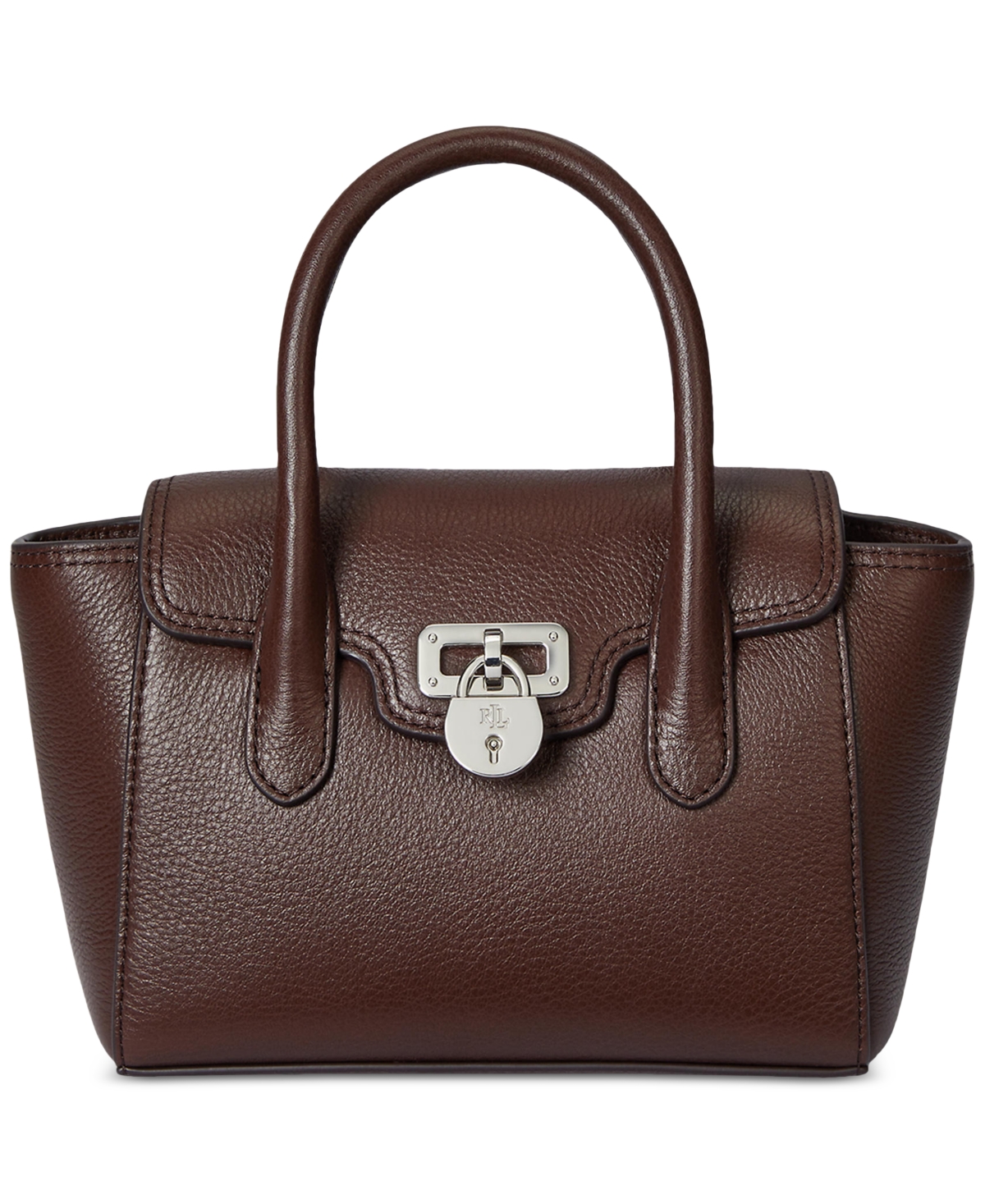 Ralph Lauren Pebbled Leather Small Tanner Satchel In Brown
