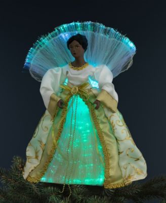 12" Lighted Fiber Optic African American Angel Christmas Tree Topper