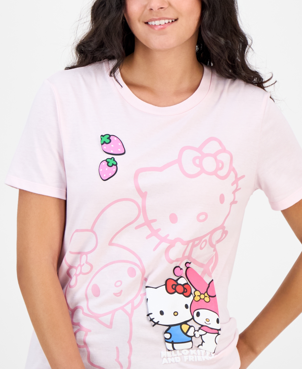 Love Tribe Juniors' Hello Kitty My Melody T-shirt In Pink