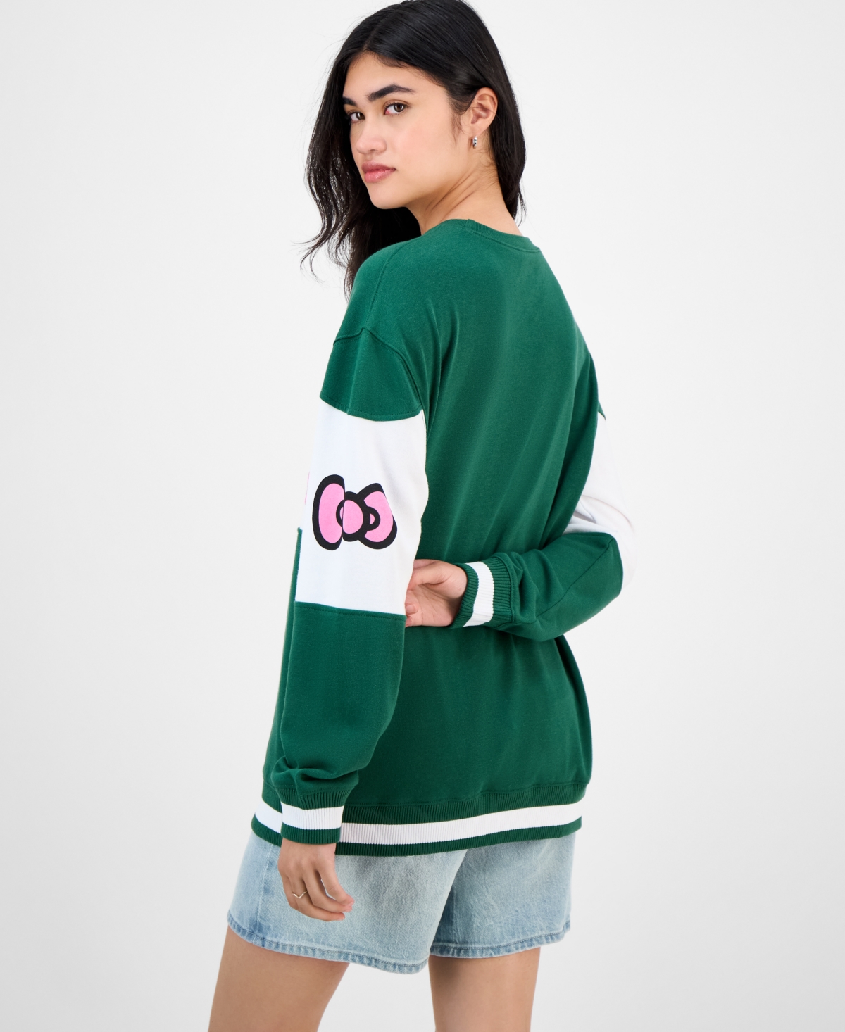 Love Tribe Trendy Plus Size Hello Kitty Sweatshirt In Green