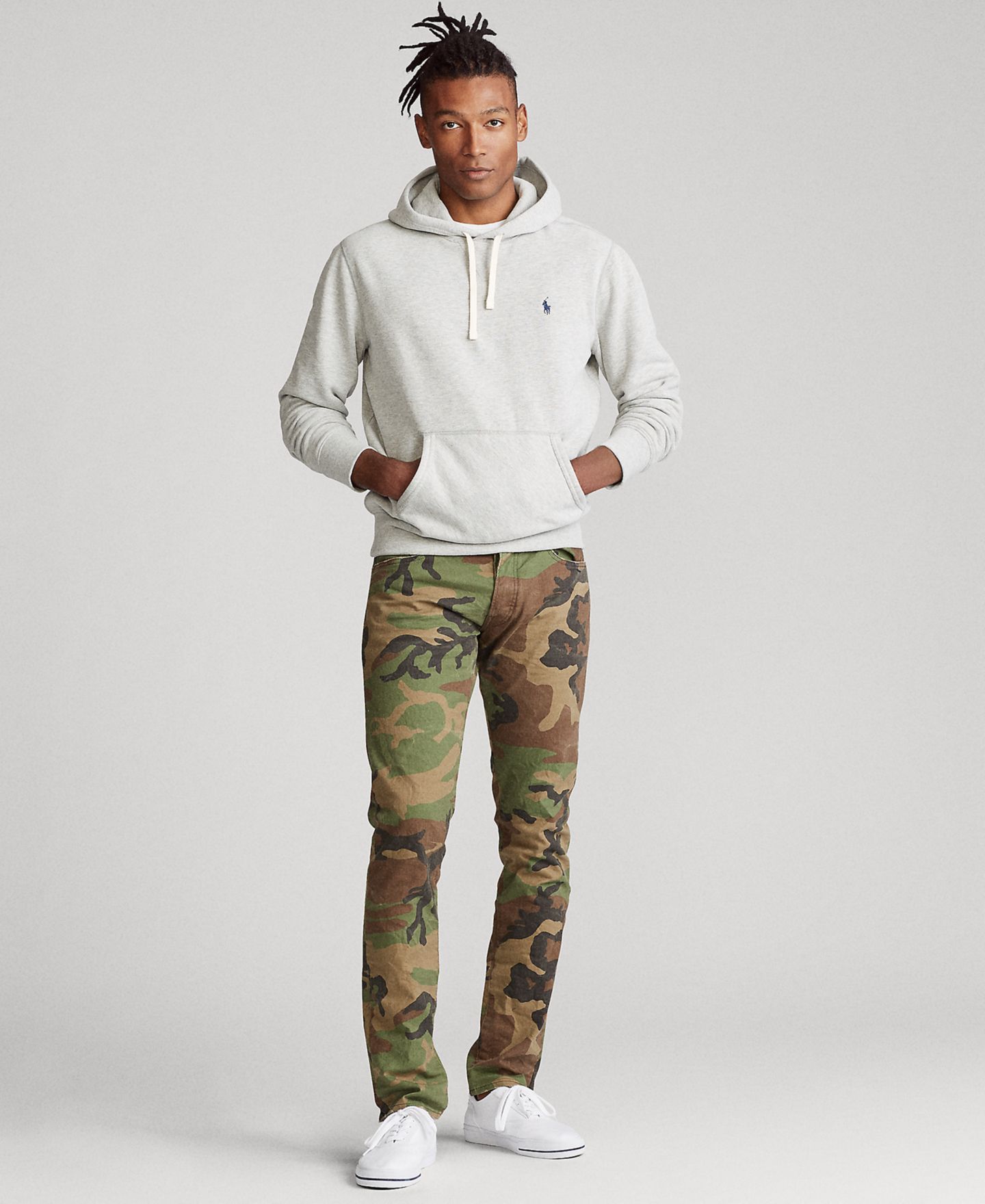 Мужское худи Polo Ralph Lauren Big & Tall Fleece, цвет: Меланжевый — фото 6