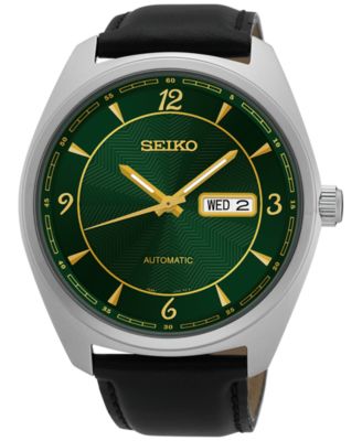 Seiko - Men's Automatic Recraft Series Black Leather Strap Watch 45mm SNKN69