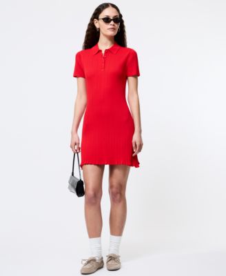 French Connection - Women's Ribbed Polo-Collar Mini Dress
