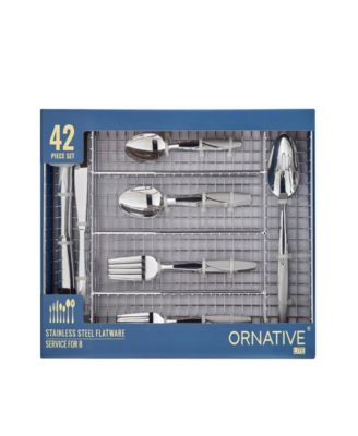 Anona 42-Pc. Flatware Set with Wire Caddy, Service for 8