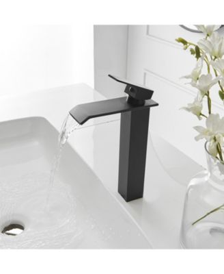 Waterfall Single Hole Single Handle Bathroom Vessel Sink Faucet in Matte Black