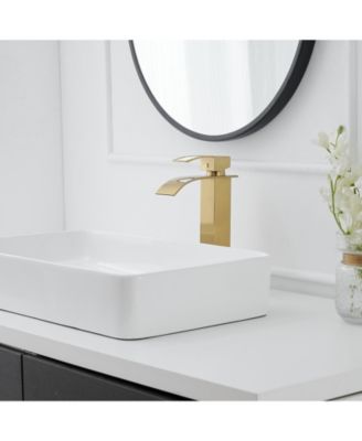 Waterfall Single Hole Single Handle Bathroom Vessel Sink Faucet With Pop-up Drain Assembly