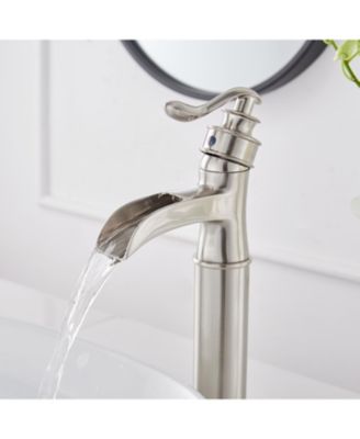 Waterfall Single Hole Single Handle Bathroom Vessel Sink Faucet with Pop-up Drain Assembly