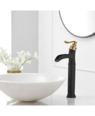 Waterfall Single Hole Single Handle Bathroom Vessel Sink Faucet with Pop-up Drain Assembly