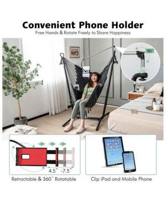Hammock Chair with Stand Phone Holder Adjustable Swing Indoor & Outdoor Use