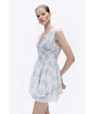 Women's Corset Look Broderie Mini Dress