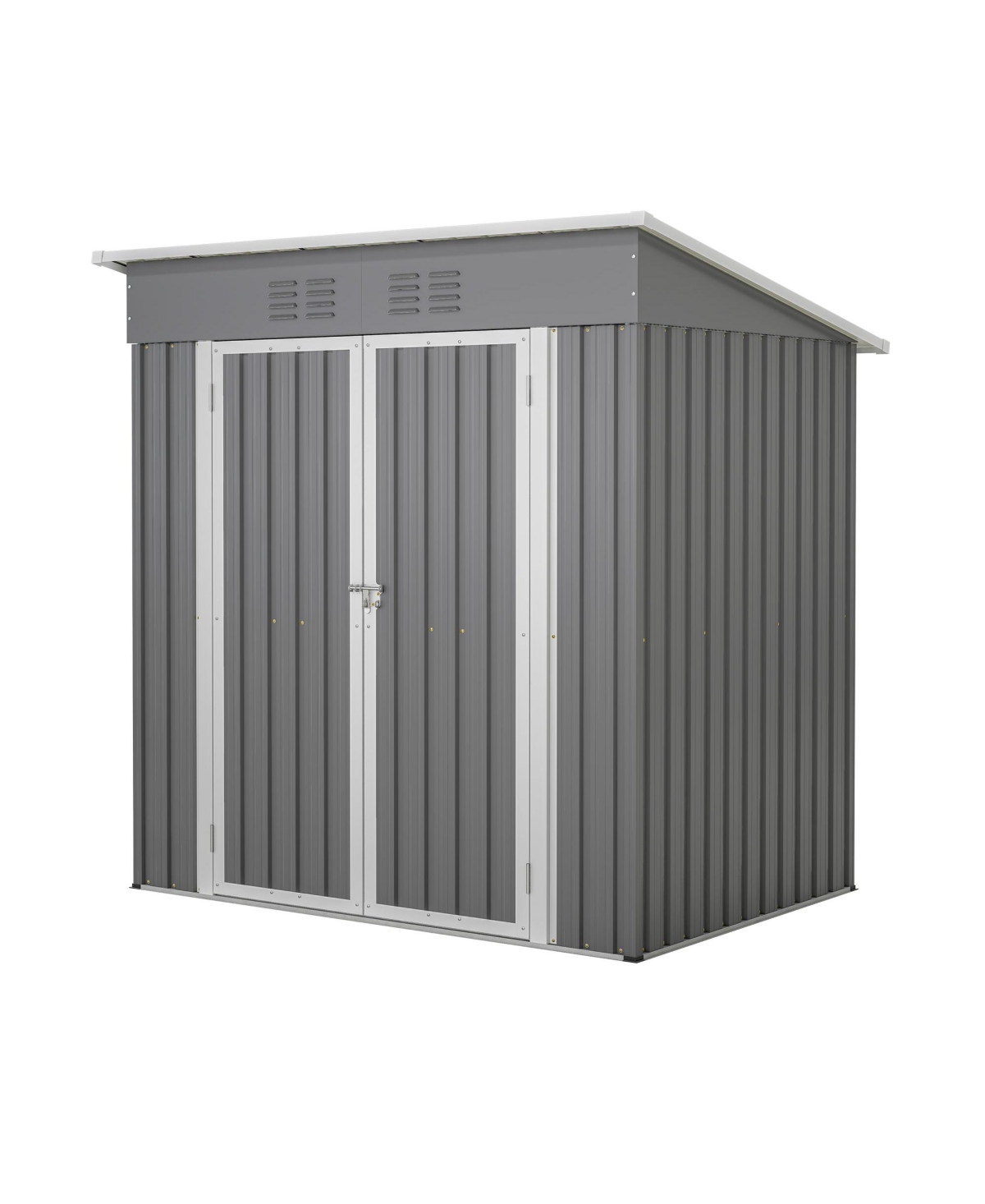 6'x4' Galvanized Steel Outdoor Storage Shed with Lockable Door - Grey