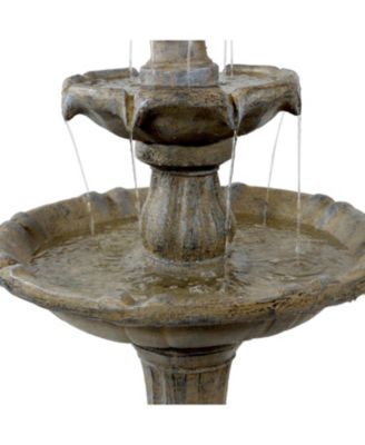  46" H Outdoor 2-Tier Pineapple Solar Water Fountain with Battery Backup