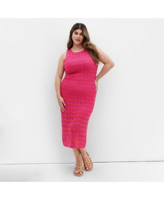 Plus Size Crochet Stripe Dress