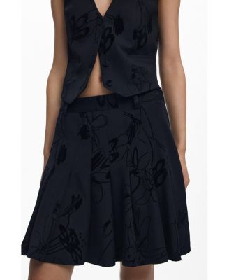 Women's Flocked pleated mini skirt