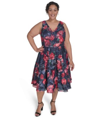 Eliza J - Plus Size Sleeveless Embroidered Fit & Flare Dress