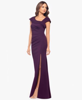 Petite Asymmetric Front Slit Evening Gown