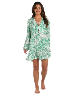 Women's Batiki Lace-Front Tunic Cover-Up Dress