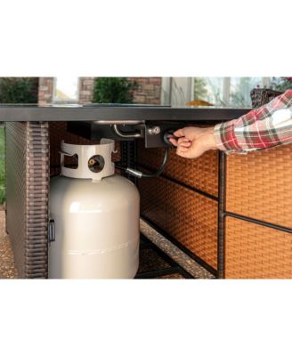 40,000 BTU Rectangular LP Gas Outdoor Fire Pit Table, Brown/Black