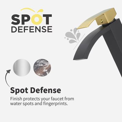 Waterfall Single Hole Single Handle Bathroom Vessel Sink Faucet With Pop Up Drain Without Overflow In Matte Black & Gold