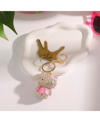 SALLY ROSE Pink Keychain Official License, Multicolored Pave Crystal Sanrio Keychain with Lobster Clip