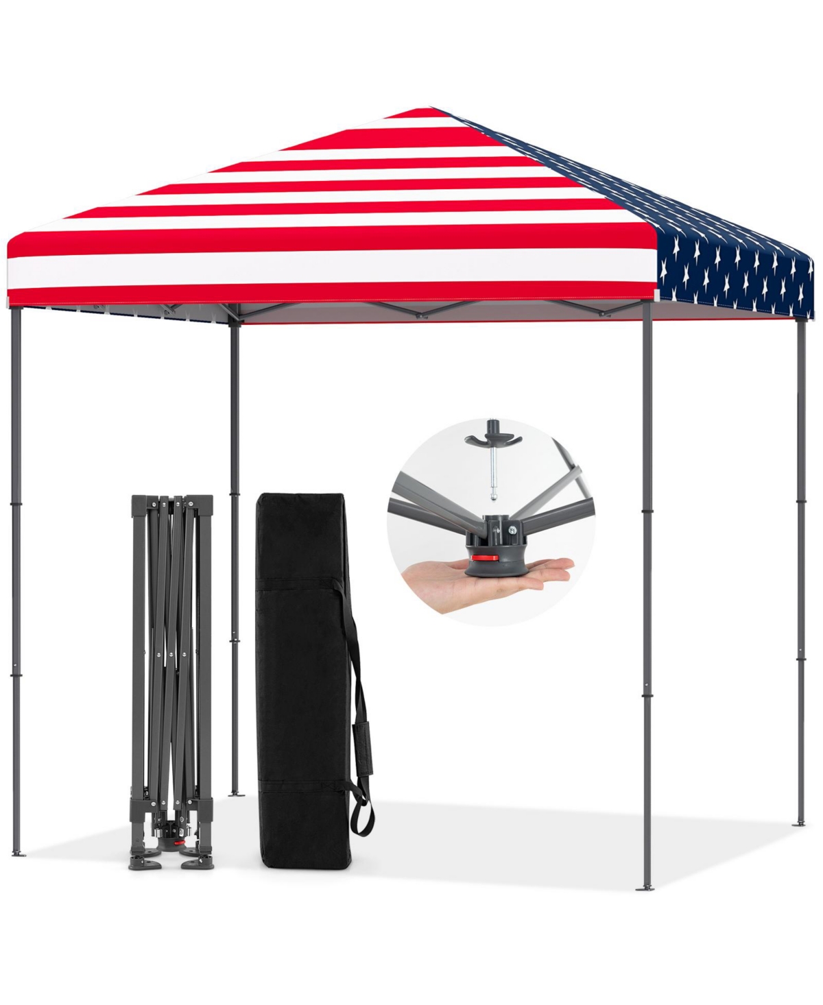 Patio 6.6x6.6ft Outdoor Pop-up Canopy Tent Upf 50+ Portable Sun Shelter - Pink+white+navy