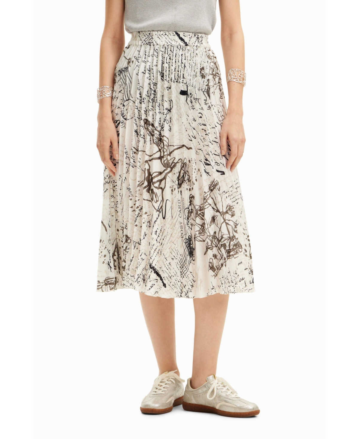 Women's Midi text skirt - White