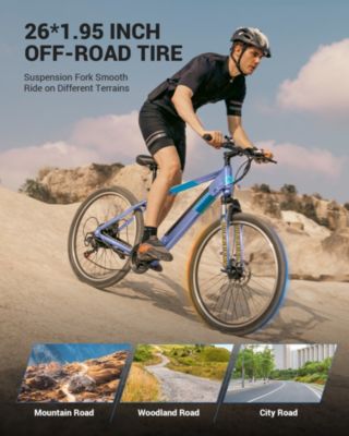 350W Electric Bike 26" Electric Mountain Bike for Adults, 36V Built-in Hidden Removable Battery with Shimano 7 Speed City Commuter Bike for Man Woman