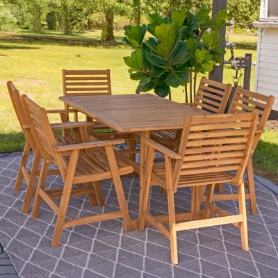 Hatteras Acacia Wood Outdoor Dining Table with Natural Oil Finish - 57"