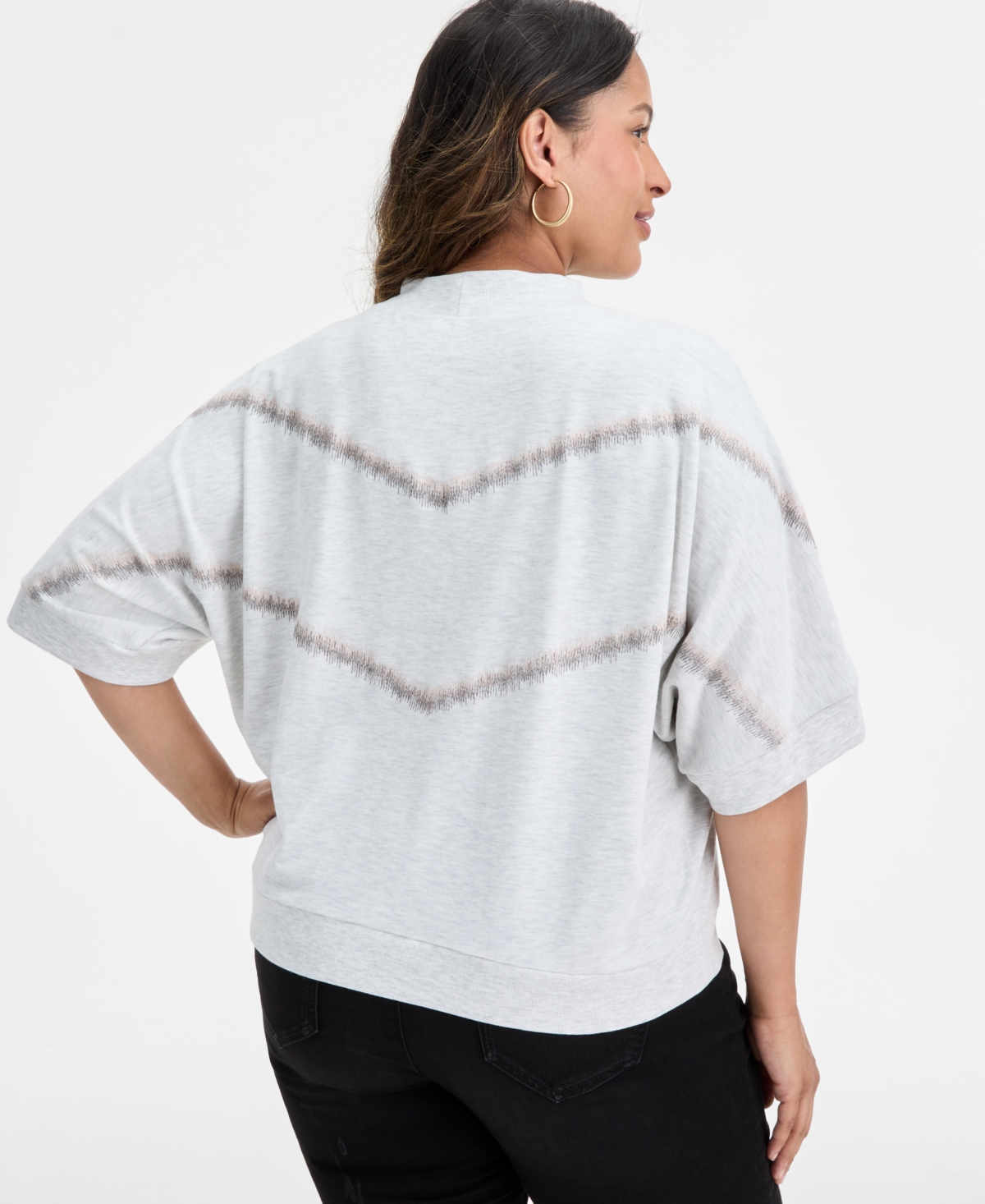 Democracy Plus Elbow-Sleeve Mock-Neck Top