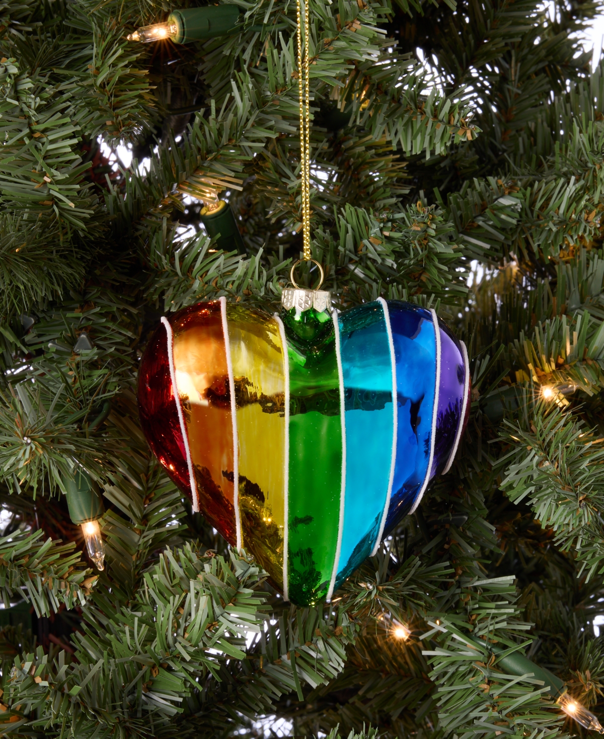 Holiday Lane Love Is Love Rainbow Heart Ornament, Macy's Exclusive In Transparent