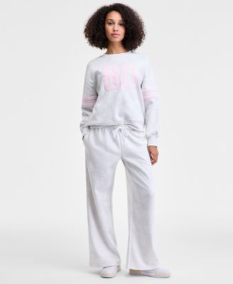 Madden Girl - Juniors' High-Rise Wide-Leg Fleece Sweatpants