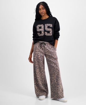 Madden Girl Juniors' Wide-Leg Leopard-Print Sweatpants Macy's