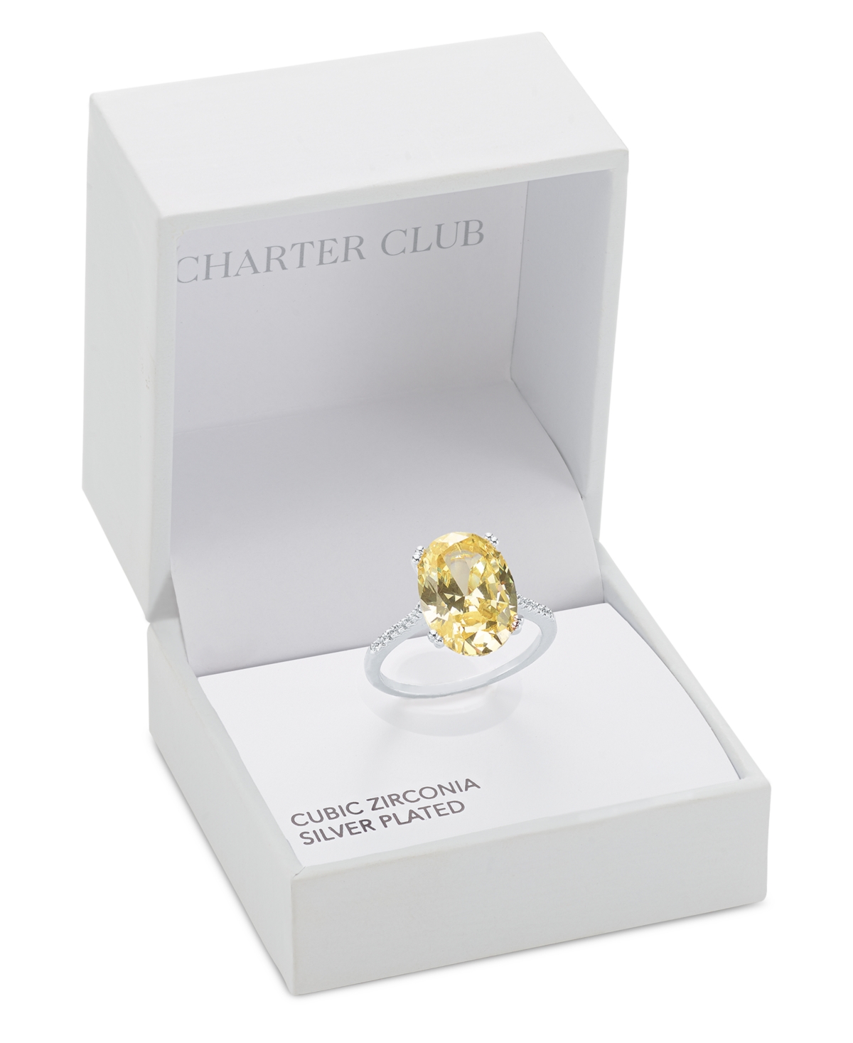 Charter Club Oval Crystal Statement Ring, Macy's Exclusive In Silver