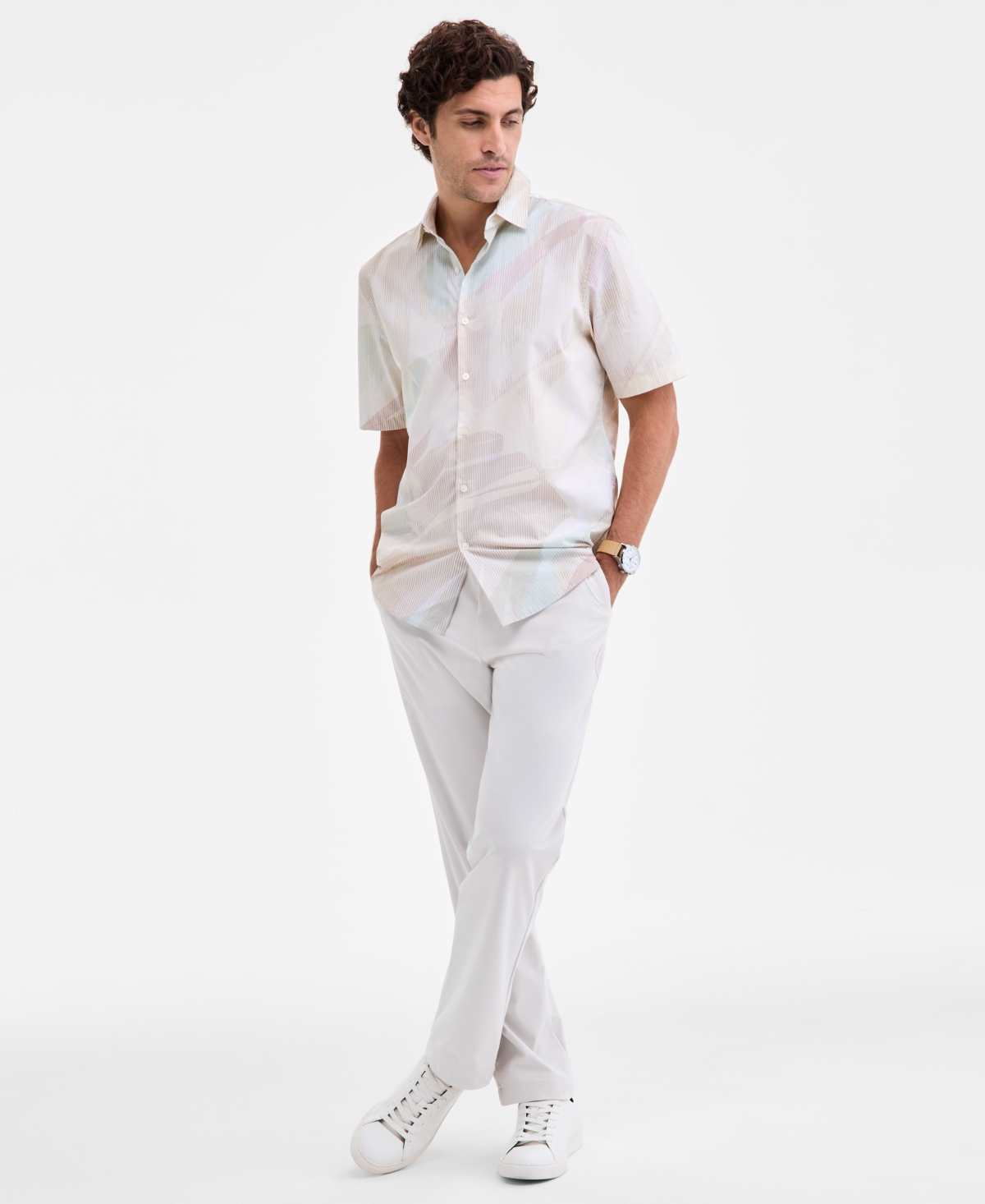 Alfani Men's Interstellar Patterned Shirt, Macy's Exclusive In White