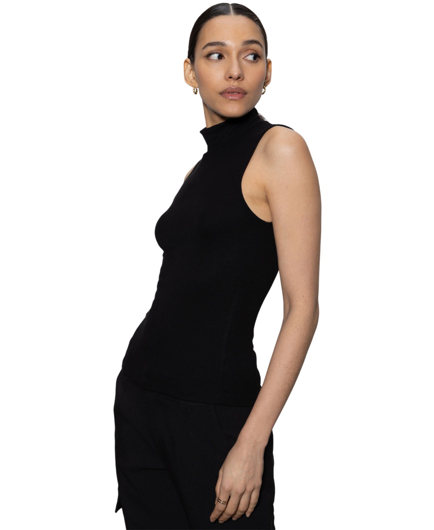 Essential Sleeveless Mock-Neck Sweater
