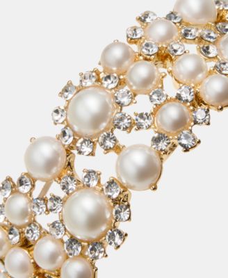 Crystal & Imitation Pearl Statement Stretch Bracelet