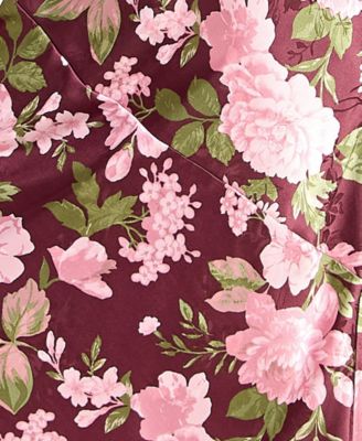 Juniors' Floral Printed Satin Maxi Dress