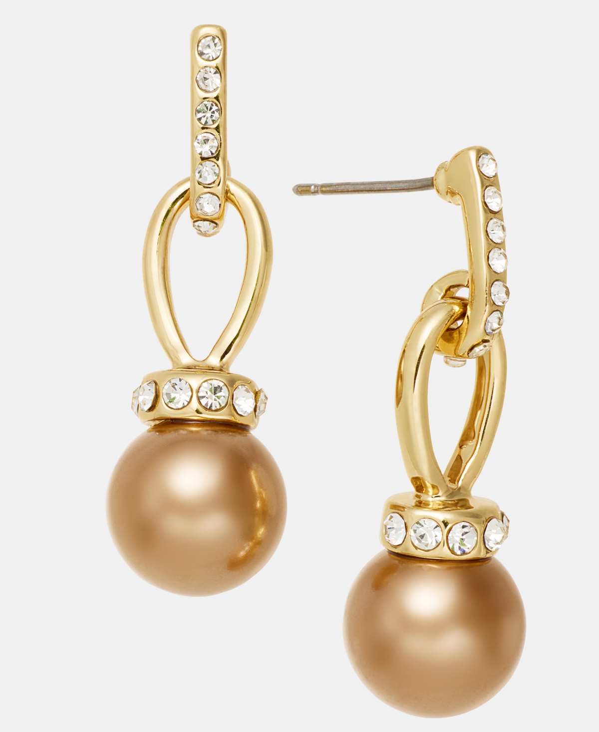 Charter Club Glass Pearl Drop Earrings, Macy's Exclusive In Gold