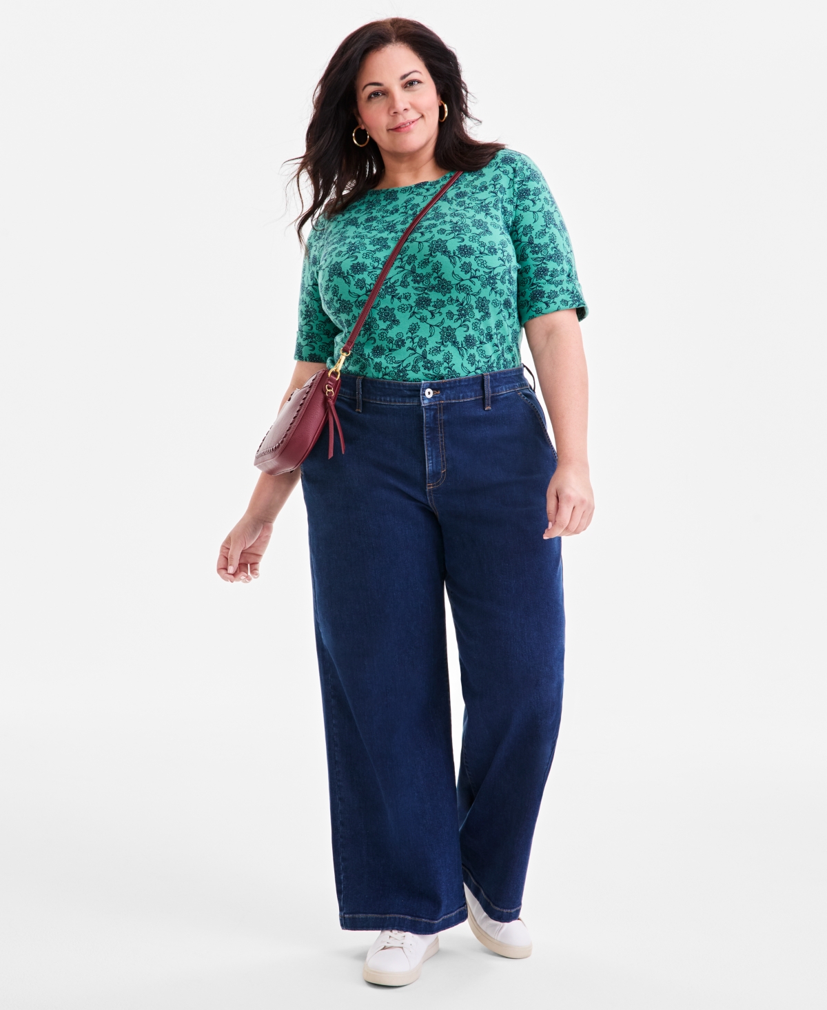 Style & Co Plus Size Wide-leg High-rise Jeans, Exclusively Macy's In Dark Wash