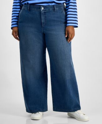 Plus Size High Rise Wide-Leg Jeans, Macy's Exclusive