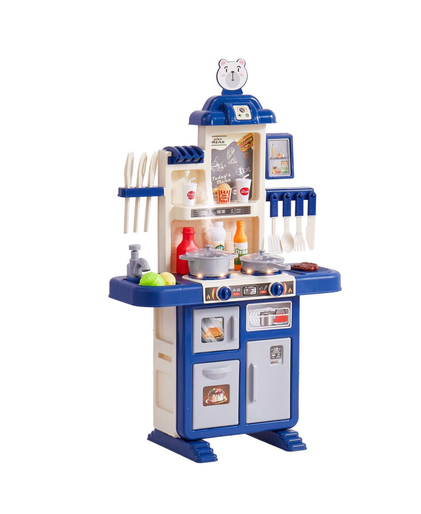 Детский игровой набор Slickblue Kids Kitchen 48-Piece Playset, Ages 3-7, цвет: Синий — фото 1