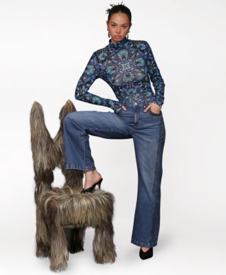 Women's Two-Tone Flared Jeans