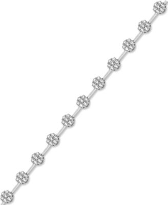  Diamond Clover Tennis Bracelet (2 ct. t.w.) in 10k White Gold, Exclusively at Macy's