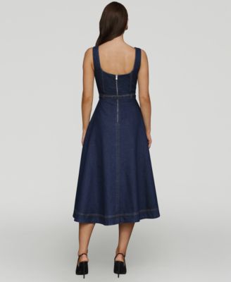 Women's Bustier Circle-Skirt Midi Dress